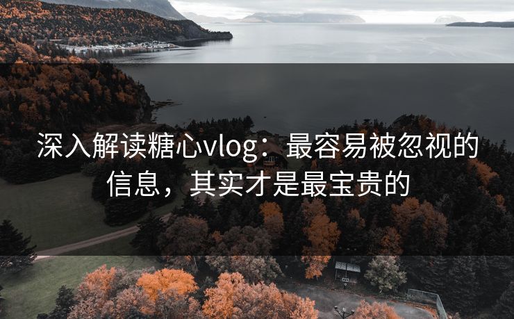 深入解读糖心vlog：最容易被忽视的信息，其实才是最宝贵的