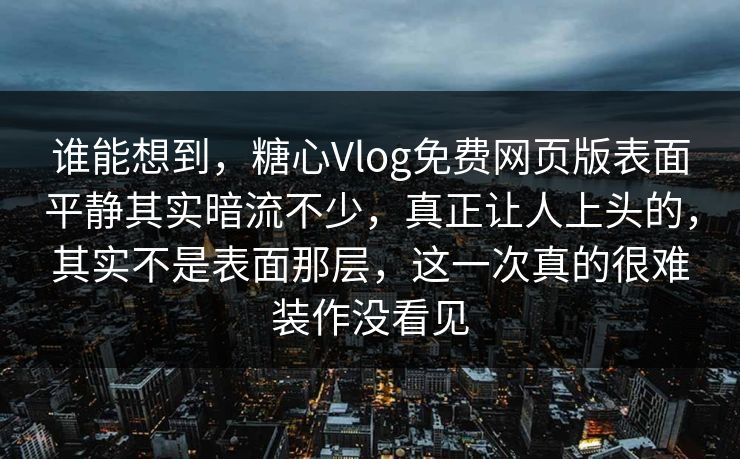 谁能想到，糖心Vlog免费网页版表面平静其实暗流不少，真正让人上头的，其实不是表面那层，这一次真的很难装作没看见