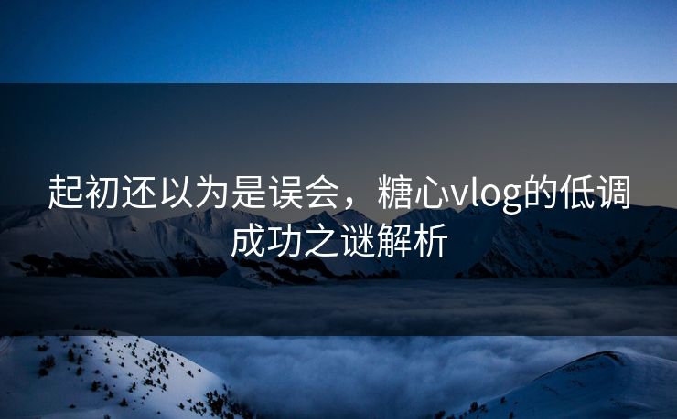 起初还以为是误会，糖心vlog的低调成功之谜解析