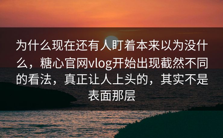 为什么现在还有人盯着本来以为没什么，糖心官网vlog开始出现截然不同的看法，真正让人上头的，其实不是表面那层