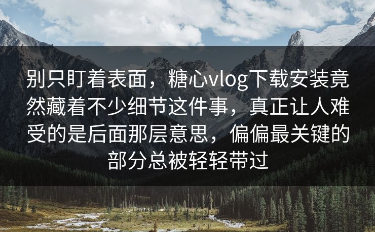 别只盯着表面，糖心vlog下载安装竟然藏着不少细节这件事，真正让人难受的是后面那层意思，偏偏最关键的部分总被轻轻带过