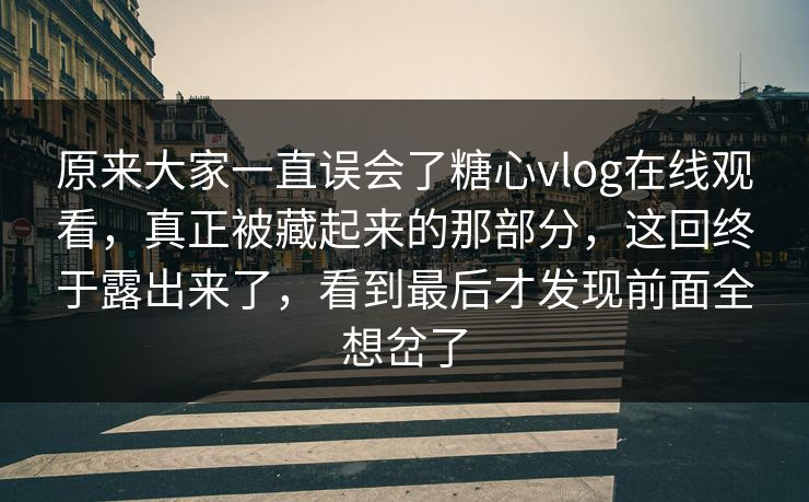 原来大家一直误会了糖心vlog在线观看，真正被藏起来的那部分，这回终于露出来了，看到最后才发现前面全想岔了
