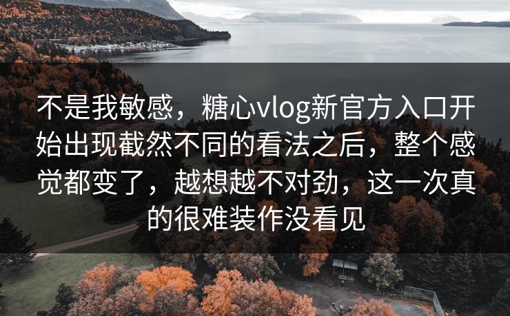 不是我敏感，糖心vlog新官方入口开始出现截然不同的看法之后，整个感觉都变了，越想越不对劲，这一次真的很难装作没看见