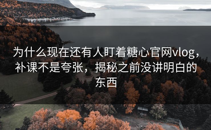 为什么现在还有人盯着糖心官网vlog，补课不是夸张，揭秘之前没讲明白的东西