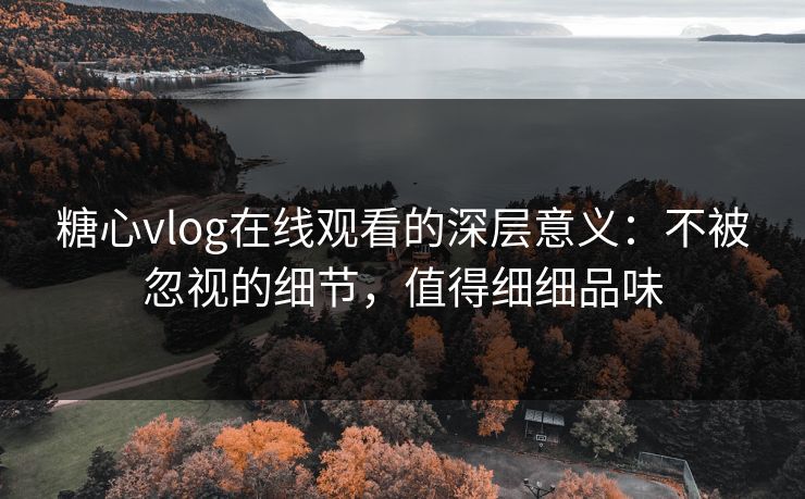 糖心vlog在线观看的深层意义：不被忽视的细节，值得细细品味