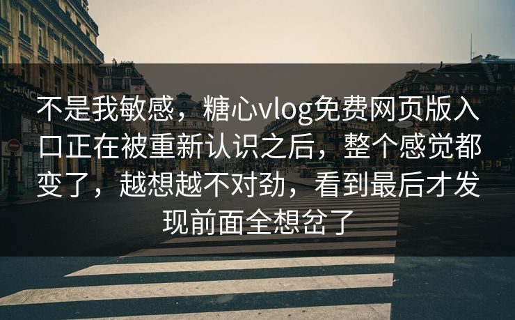 不是我敏感，糖心vlog免费网页版入口正在被重新认识之后，整个感觉都变了，越想越不对劲，看到最后才发现前面全想岔了