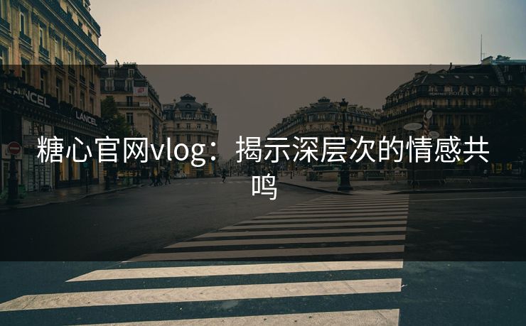 糖心官网vlog：揭示深层次的情感共鸣